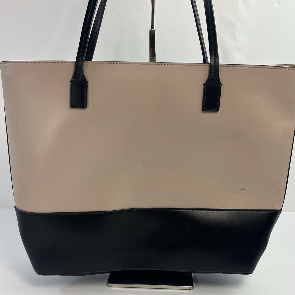 Kate Spade Black Pale Pink Leather Tote Wright Place Karla Tassel Logo Purse Bag - Picture 5 of 10